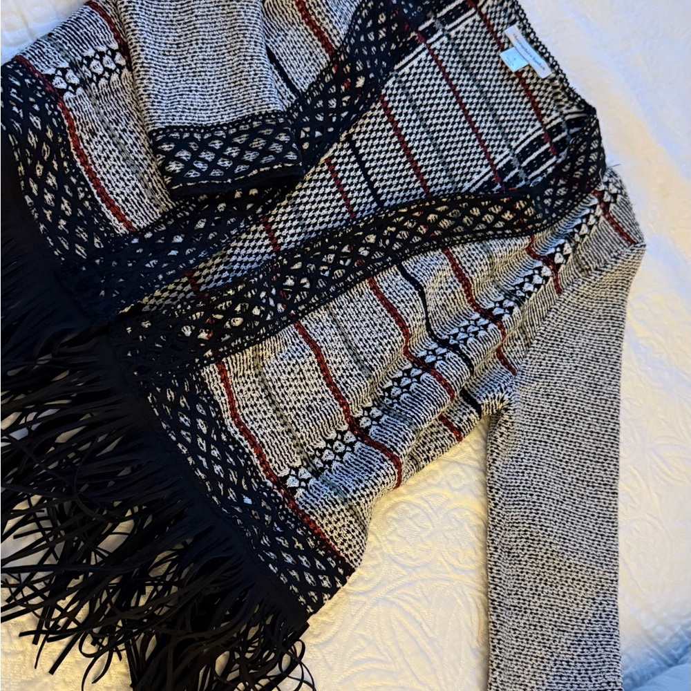 Christopher & Banks Black and Red Knit Cardigan AND blouse to match.